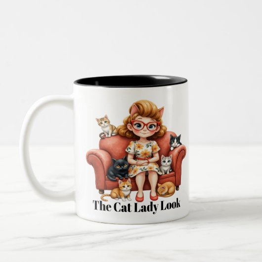 Funny Cat Lady Mom Coffee Mug (Gauche)