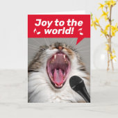 Funny Cat Louly die kerstliedjes zingt Kaart (Gele Bloem)