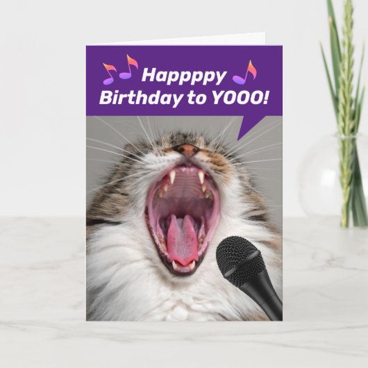 Funny Cat Louly zingt de Birthday Song Kaart (Voorkant)