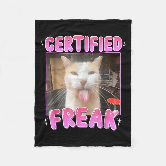 Funny Cat Lover Certified Freak Eat Cement Cursed Fleece Deken (Voorkant)