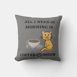 FUNNY CAT LOVER COFFEE EN MEOW T-Shirt Kussen