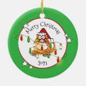 Funny Cat Lover Persoonlijk kerstfeest Keramisch Ornament (Achterkant)