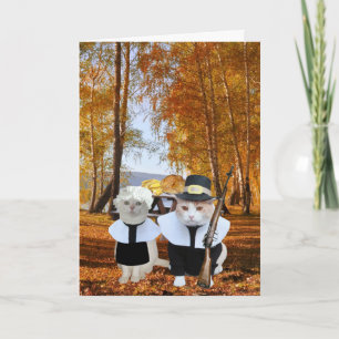 Funny Cat Lover Thanksgiving Card Feestdagen Kaart