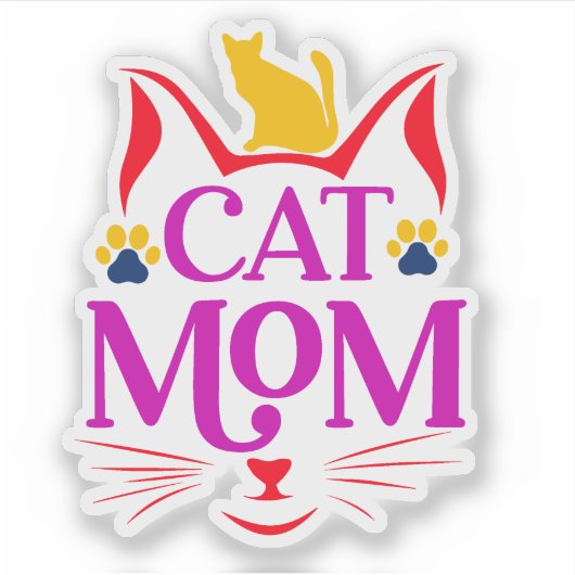 Funny Cat mama Sticker (Voorkant)