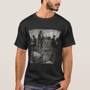 Funny Cat Meme Roken Sigaret op het werk Humor T-shirt