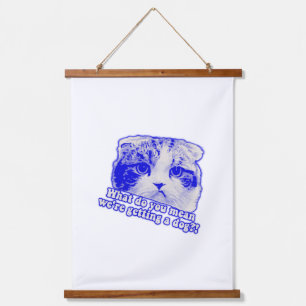 Funny cat meme voor kattenliefhebbers en katteneig hangend wandkleed