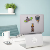 Funny Cat Memes Sticker (Laptop op bureau)