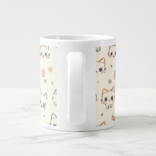 Funny Cat Meow Cartoon Pattern Extra Grote Beker (Achterkant)
