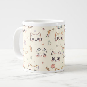 Funny Cat Meow Cartoon Pattern Extra Grote Beker