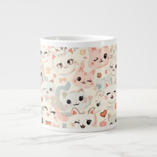 Funny Cat Meow Cartoon Pattern Extra Grote Beker (Voorkant)