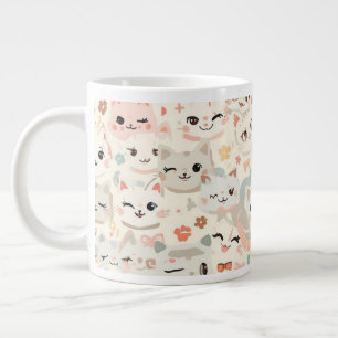 Funny Cat Meow Cartoon Pattern Extra Grote Beker
