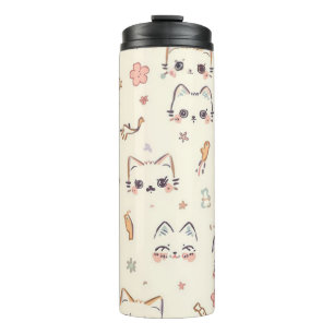 Funny Cat Meow Cartoon Pattern Thermosbeker
