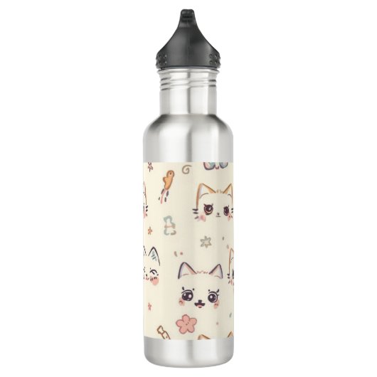 Funny Cat Meow Cartoon Pattern Waterfles (Rechts)
