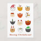 Funny Cat Meowy Briefkaart kerstfeestdag (Voorkant)