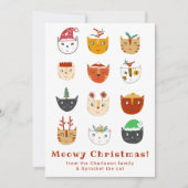 Funny Cat Meowy Carte de Noël (Devant)