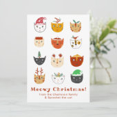 Funny Cat Meowy Carte de Noël (Debout devant)