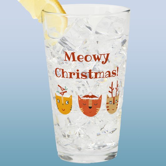Funny Cat Meowy Kerstmis Glas