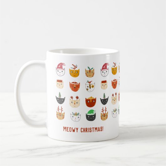 Funny Cat Meowy Kerstmis Koffiemok (Links)
