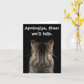 Funny Cat met Back Turned wil excuses Kaart (Gele Bloem)