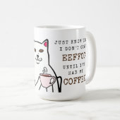 Funny Cat met Coffee Cup en Words Mok (Voorkant rechts)