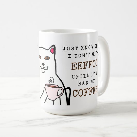 Funny Cat met Coffee Cup en Words Mok (Voorkant rechts)