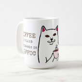 Funny Cat met Coffee Cup en Words Mok (Voorkant links)
