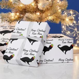 Funny cat met elf petten kerstinpakpapier cadeaupapier
