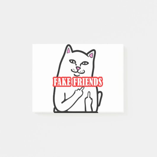 Funny Cat Middle Finger Fake Friends Post-it® Notes (Voorkant)