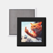 Funny Cat Middle Finger Hilarious Cat In The Car C Magneet (Voorkant / Achterkant)