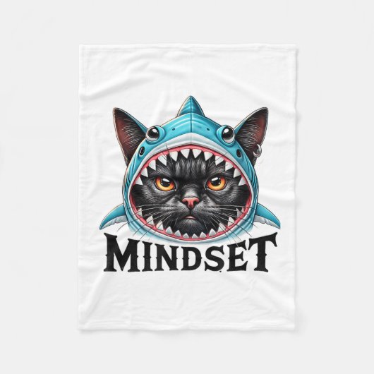 Funny Cat, Mindset Motivational Saying, Shark  Fleece Deken (Voorkant)