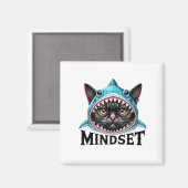 Funny Cat, Mindset Motivational Saying, Shark  Magneet (Voorkant / Achterkant)