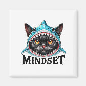 Funny Cat, Mindset Motivational Saying, Shark  Magneet (Voorkant)