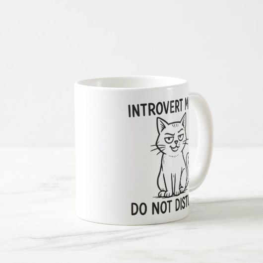 Funny Cat Mode Introvert Ne Disturbe Pas Mug (Devant droit)