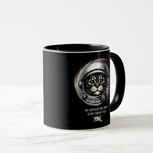 Funny Cat Mok Spoof Space Parodie - Bewerkbare tek (Voorkant rechts)