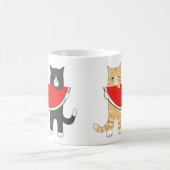 Funny Cat Mok Tabby Tuxedo Cat met Mok Watermeloen (Center)