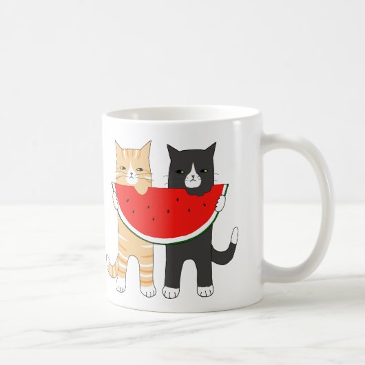 Funny Cat Mok Tabby Tuxedo Cat met Mok Watermeloen (Rechts)