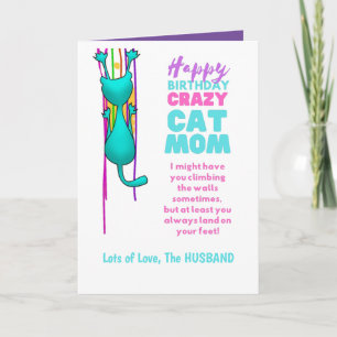 Funny CAT MOM Birthday Wife van de man Kaart