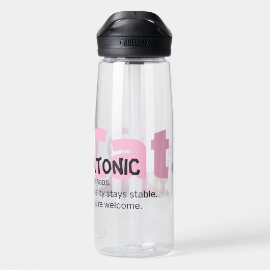 Funny Cat Mug – CatAtonic: I Nap. You Exist. Waterfles (Achterkant)