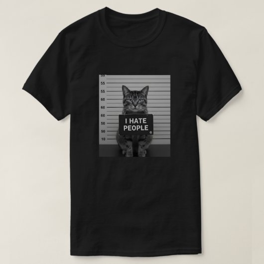 Funny Cat Mugshot “I Hate People” tshirt (Design devant)