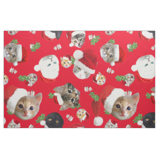 Funny cat muis and catnip kerstmis fabric stof