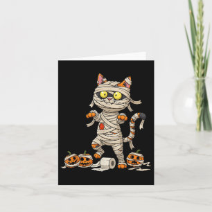 Funny Cat Mummy Pumpkin Halloween Kinder Mannen Vr Kaart