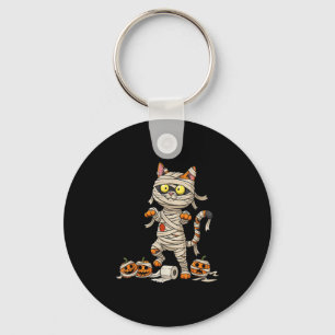 Funny Cat Mummy Pumpkin Halloween Kinder Mannen Vr Sleutelhanger