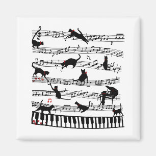 Funny Cat Music Note, Gift for Piano Player, Music Magneet