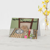 Funny Cat Needs Dinner Moederdag Kaart (Gele Bloem)