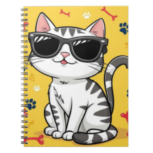 Funny Cat notitieboek Cartoon met zonnebril