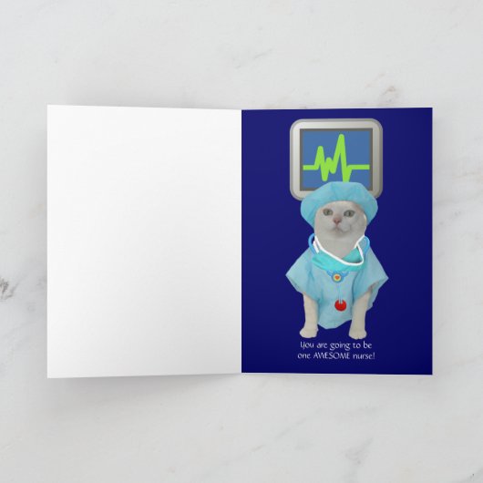 Funny Cat Nursing Afstuderen Kaart (Binnen)