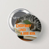 Funny Cat on Book Saying Ronde Button 5,7 Cm (Voorkant /achterkant)