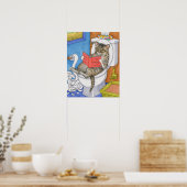 Funny Cat on Toilet 535 poster (Keuken)