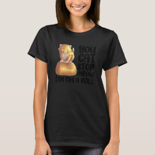 Funny Cat Op Dinner Roll Voor Kitten Lover Mannen T-shirt