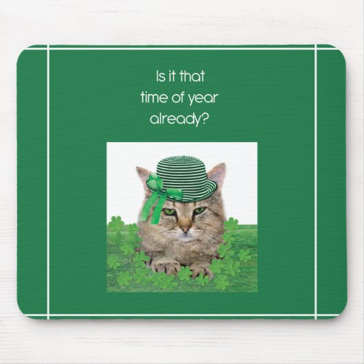Funny Cat op St. Patrick's Day Muismat (Voorkant)